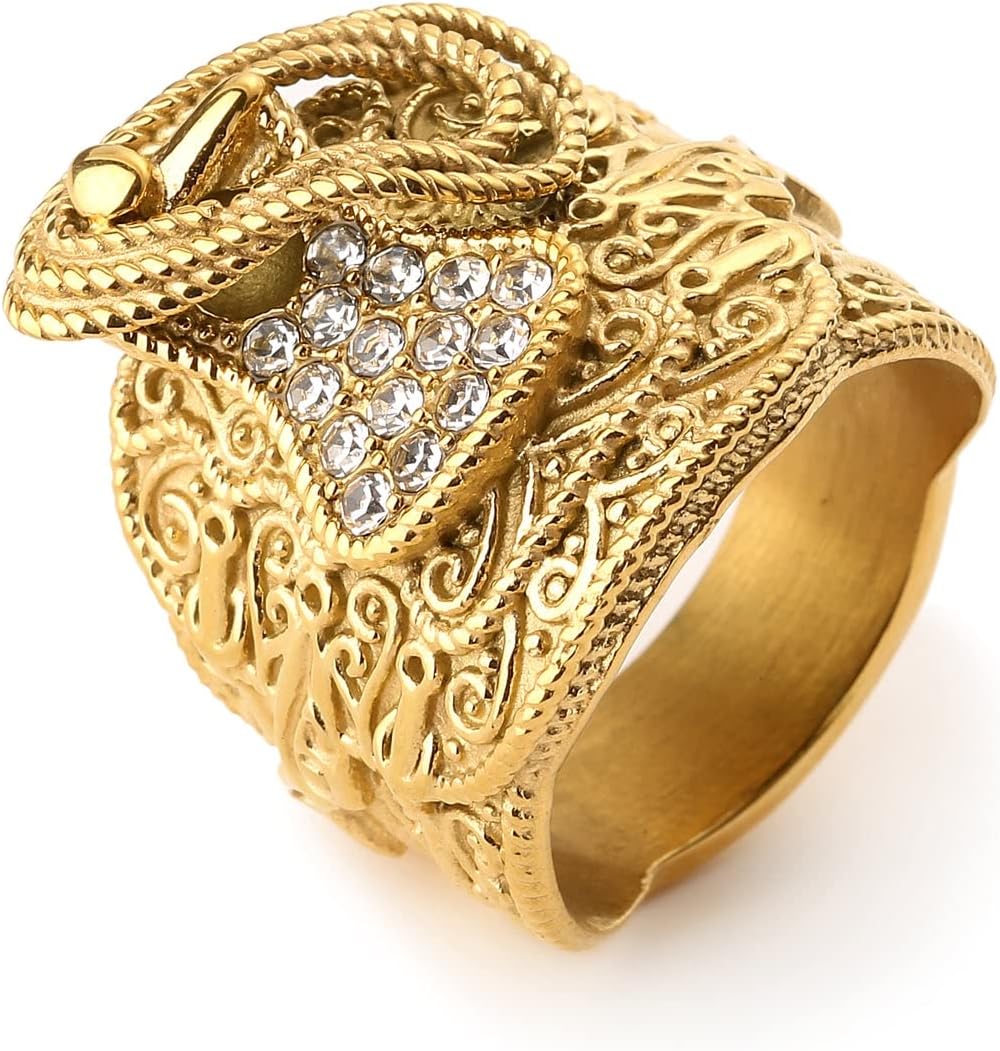 GOLD SADDLE & STONES RING