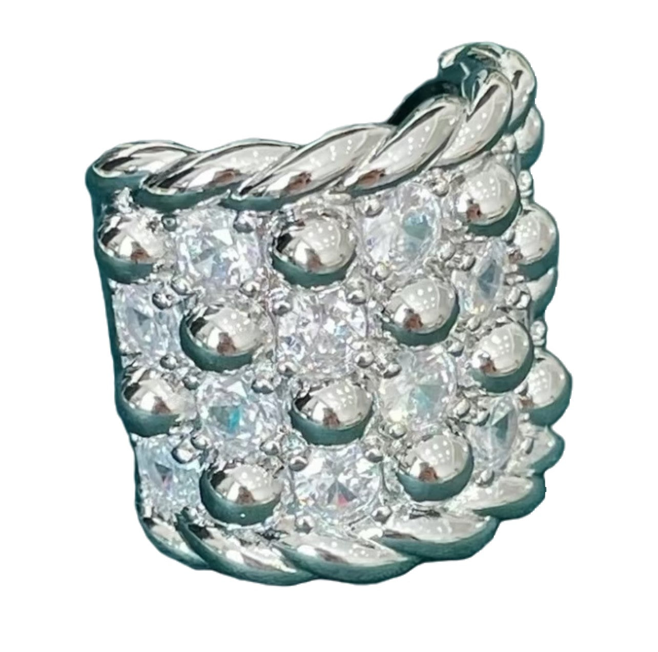 SILVER ICED OUT KEEPERS RING