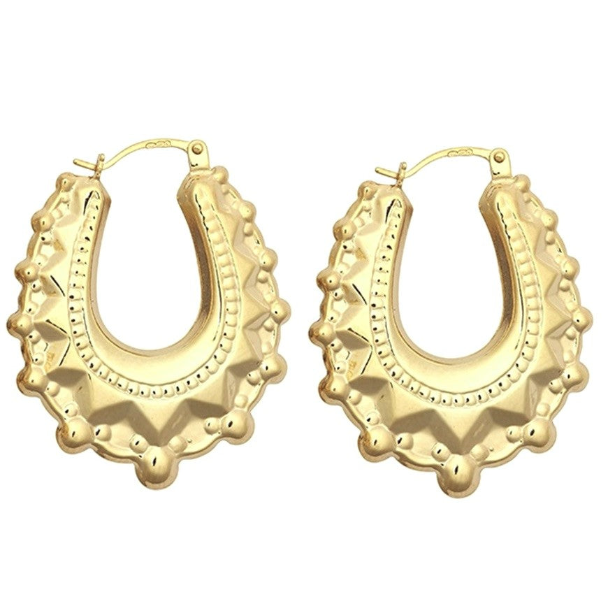 GOLD OVAL CREOLE EARRINGS