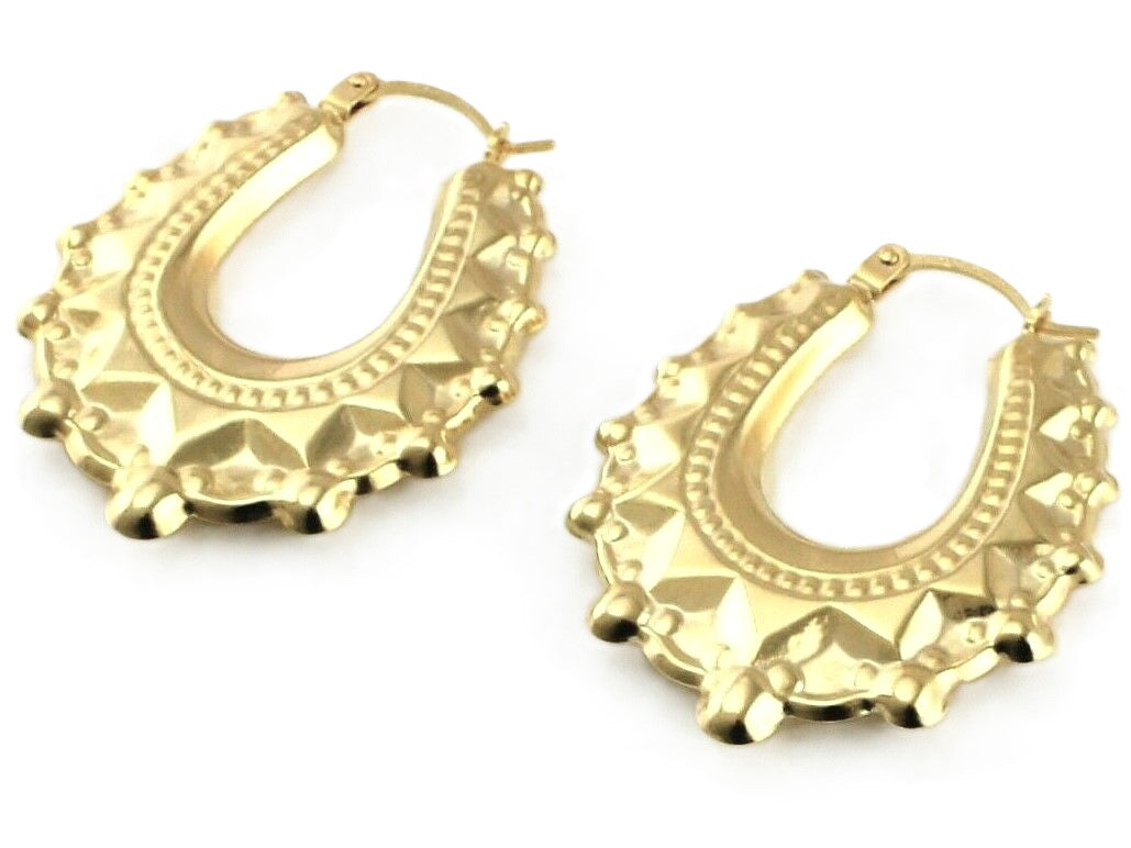 GOLD OVAL CREOLE EARRINGS